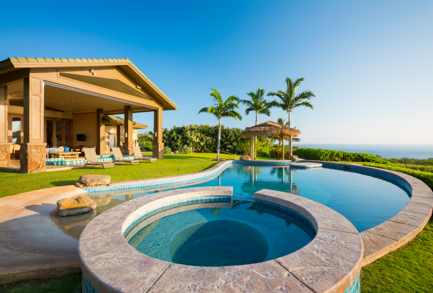 Tropical home with a beautiful pool