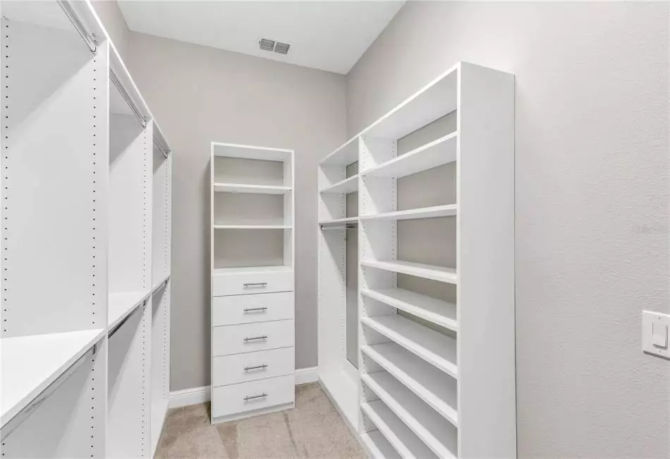 Master bedroom closet organizer