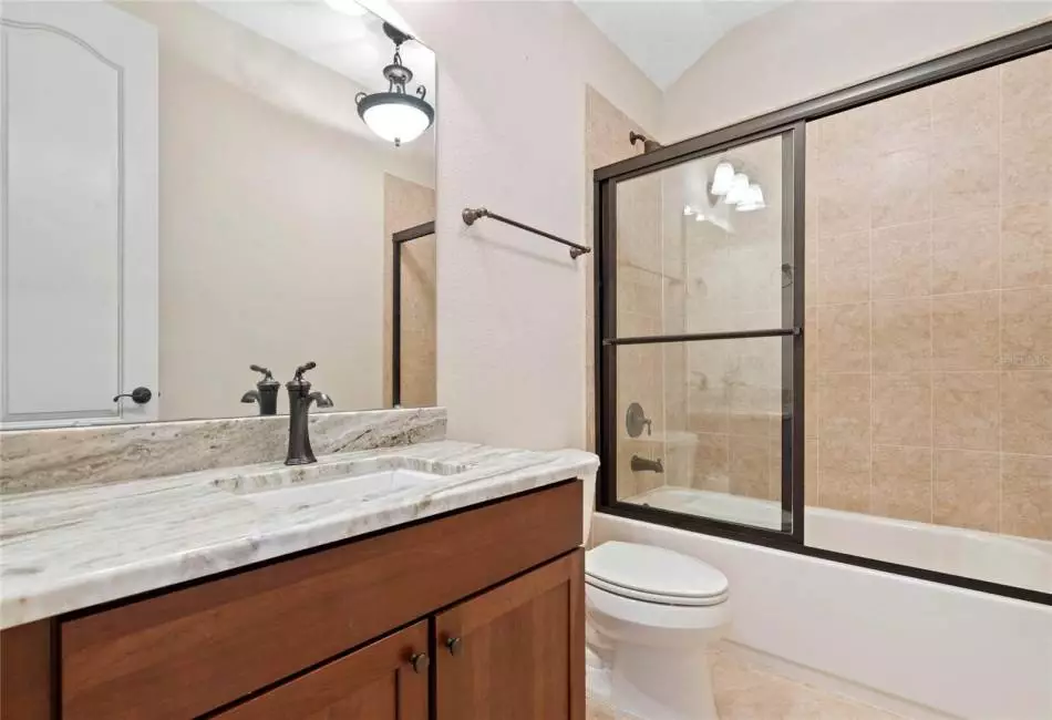 Granite Counters Shower and Tub Combo Upstairs Bathroom