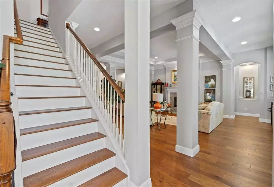 Staircase that leads to the bonus/media/potential 5th bedroom.