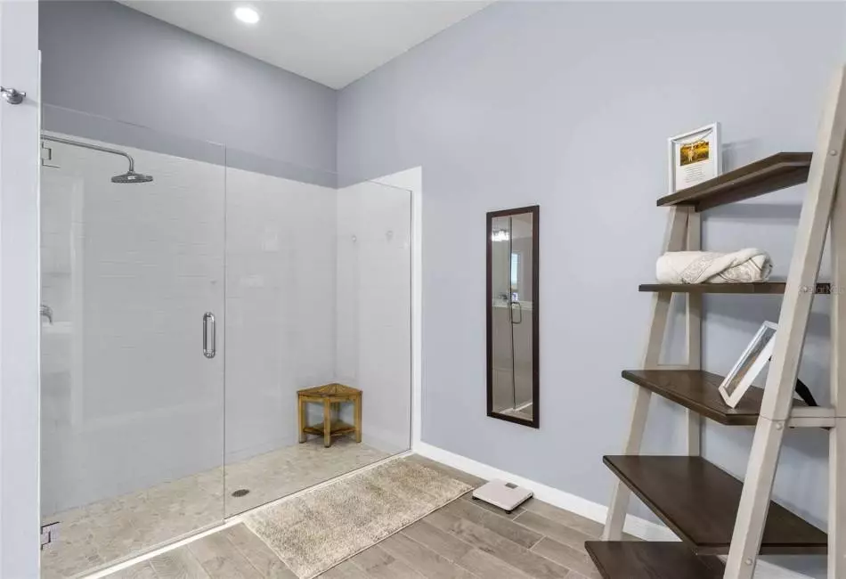 DELUXE Shower with Upgraded Wall and Floor Tile with Seamless Shower Door!