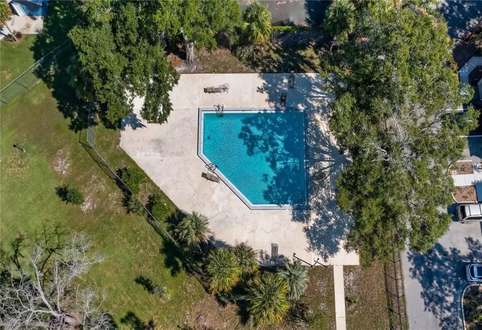 Aerial view showing pool.