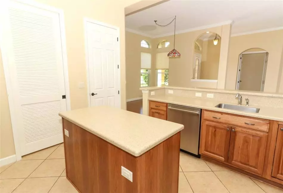Kitchen with an island.