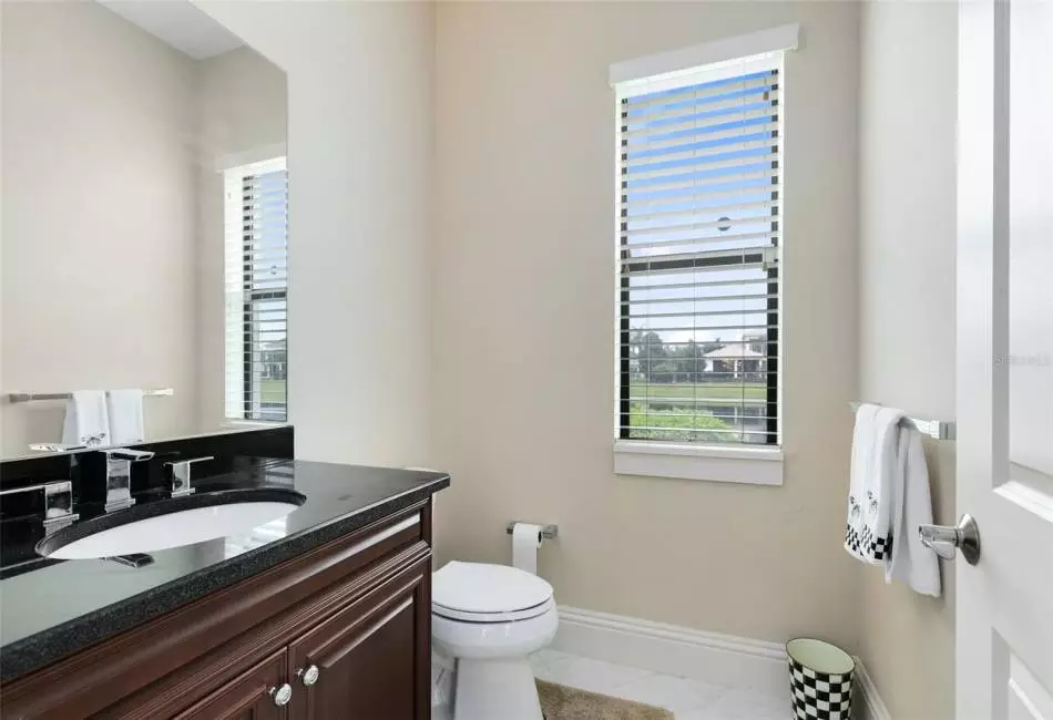Your half bath has access from the pool deck.