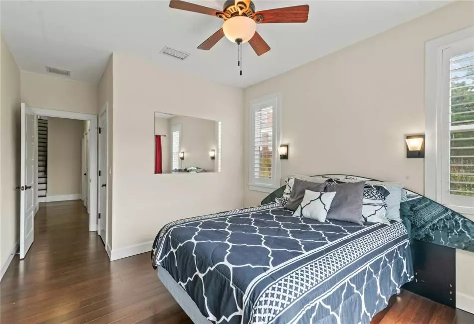 Bedroom #2 with large walk in closet and private balcony overlooking Horseshoe lake