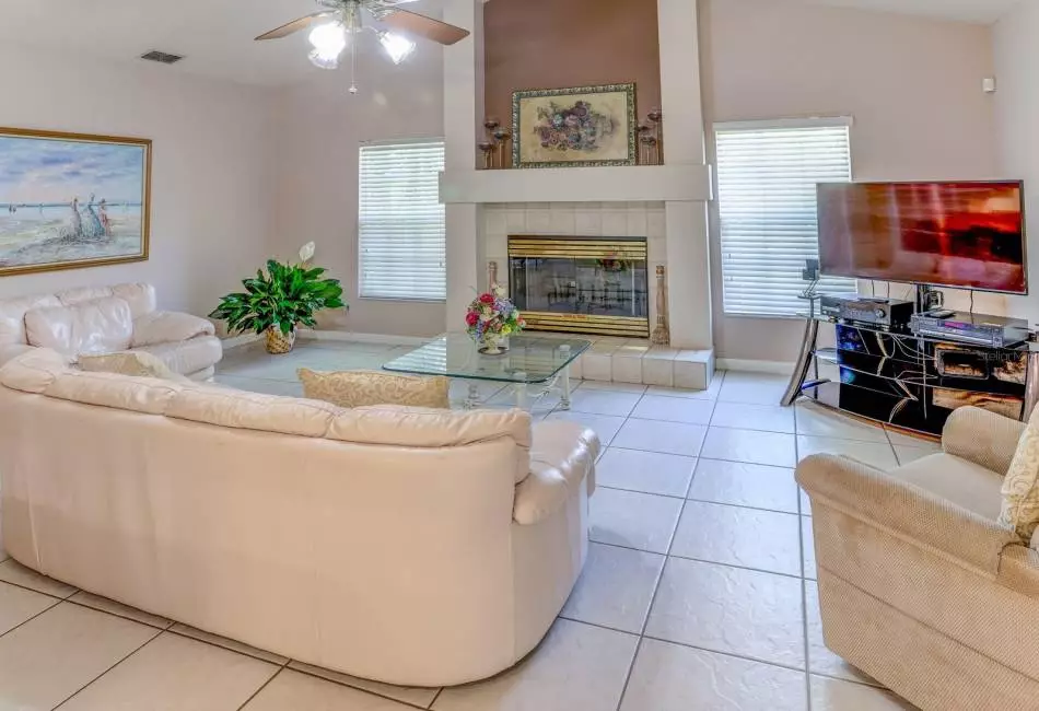 Kitchen with granite countertops.