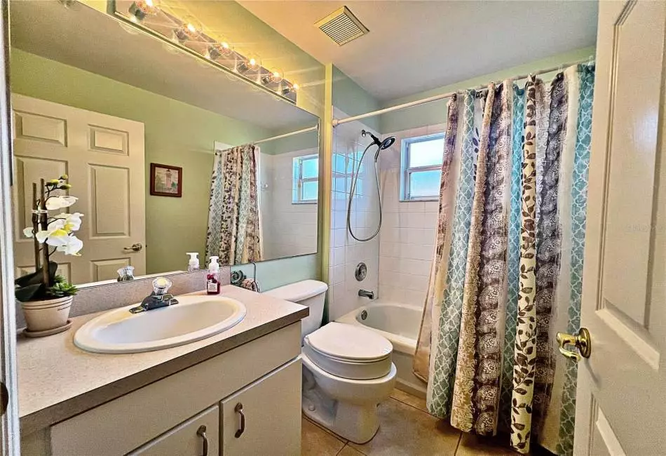 Additional view of Bathroom 2 off Bedroom 2, ceramic tile floor, tub/shower combo