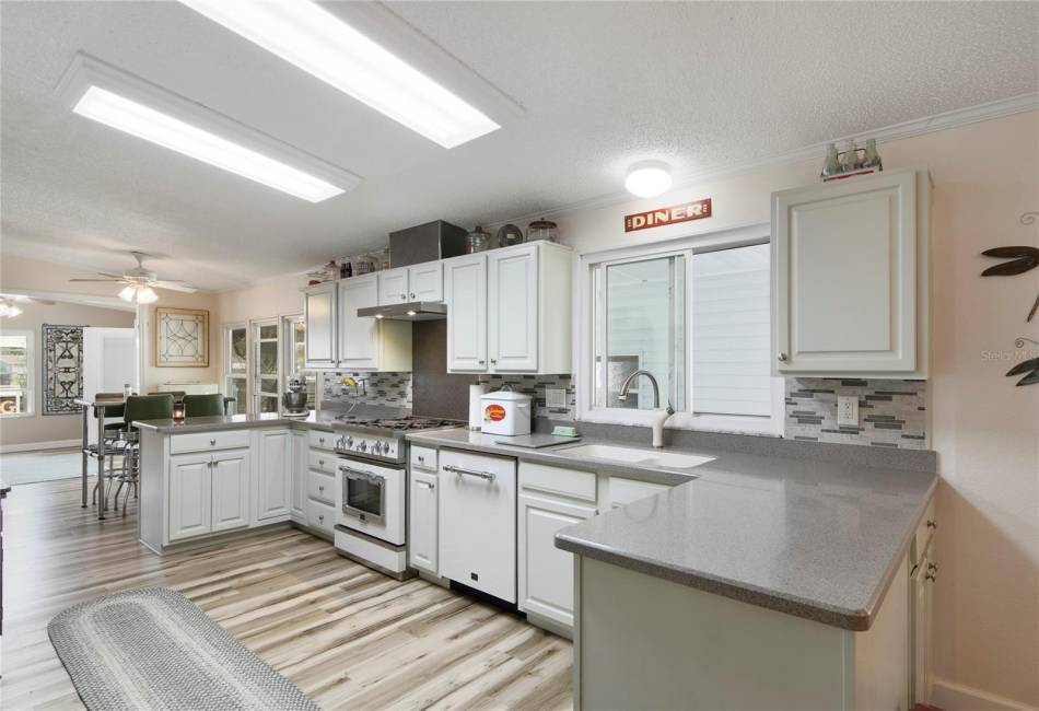 Kitchen has plenty of counter and cabinet space. FYI, the following appliances DO NOT convey with property, range, dishwasher and refrigerator. Appliances will be replaced with New Stainless Steal range, dishwasher and refrigerator.