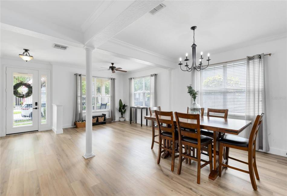 As you walk in the Foyer, the Formal Living/Dining Rooms are on your left.